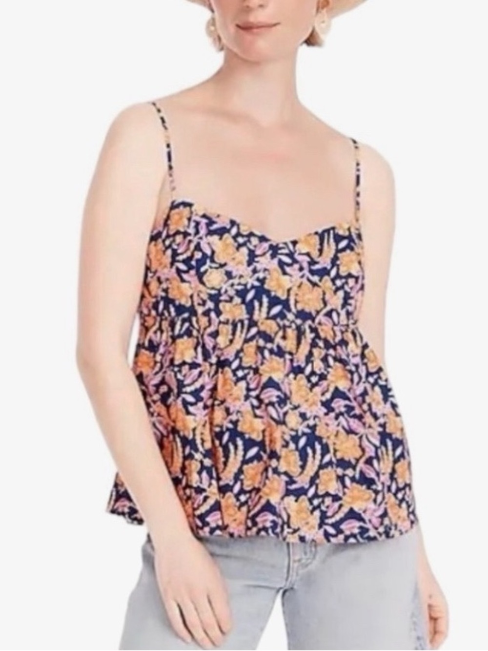 J. Crew Flirty Painted Block Print Flowy empire waist Cotton Poplin
Camisole top